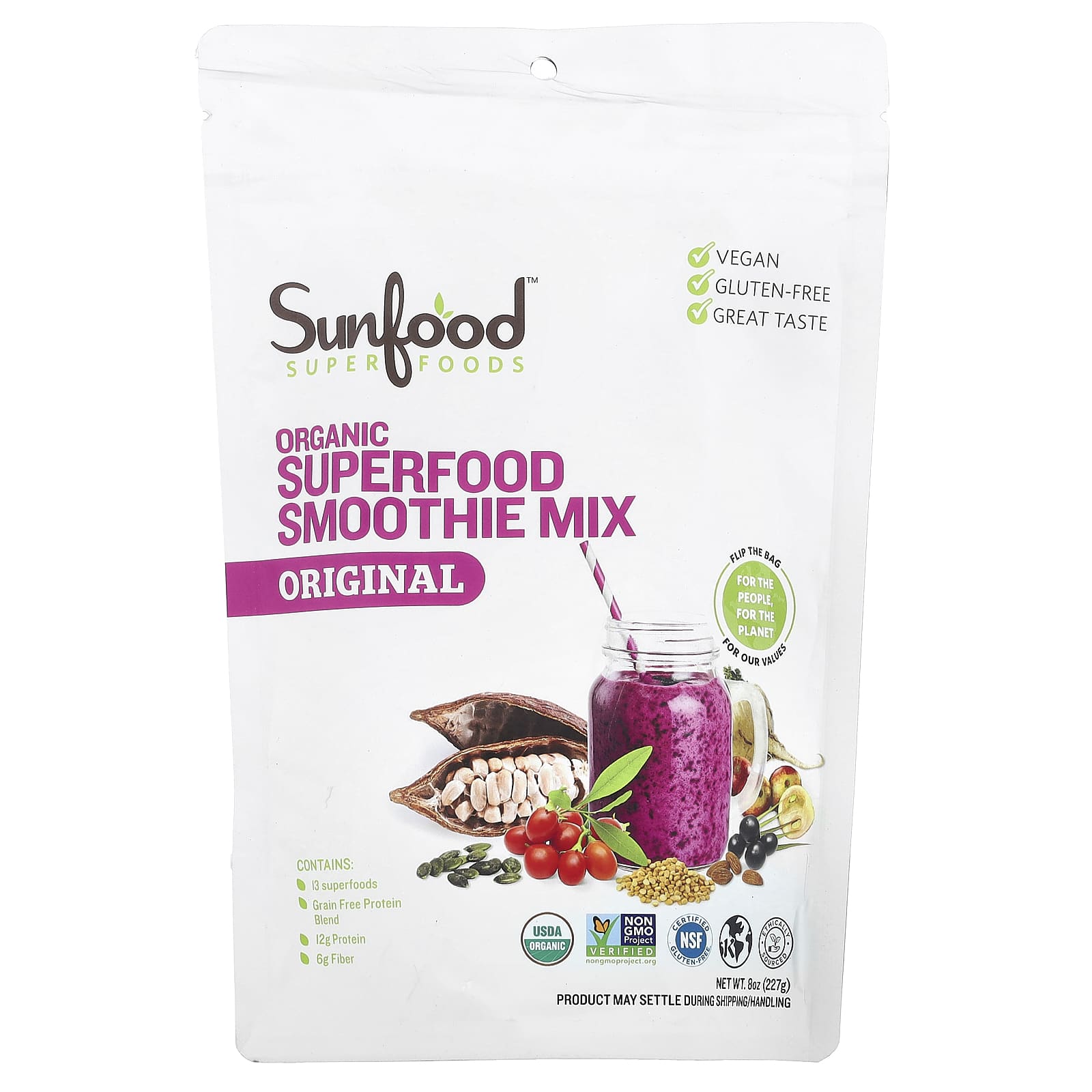 Sunfood, Organic Superfood Smoothie Mix, Original , 8 oz (227 g) - Image 1