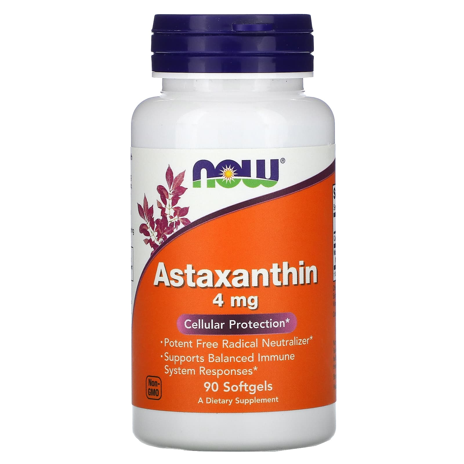 NOW Foods, Astaxanthin, 4 mg, 90 Softgels - Image 1