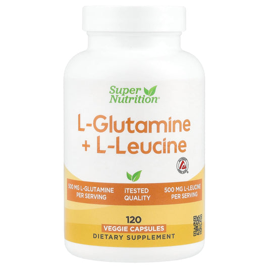 L-Glutamine + L-Leucine Supplement 120 Veggie Capsules - Image 1