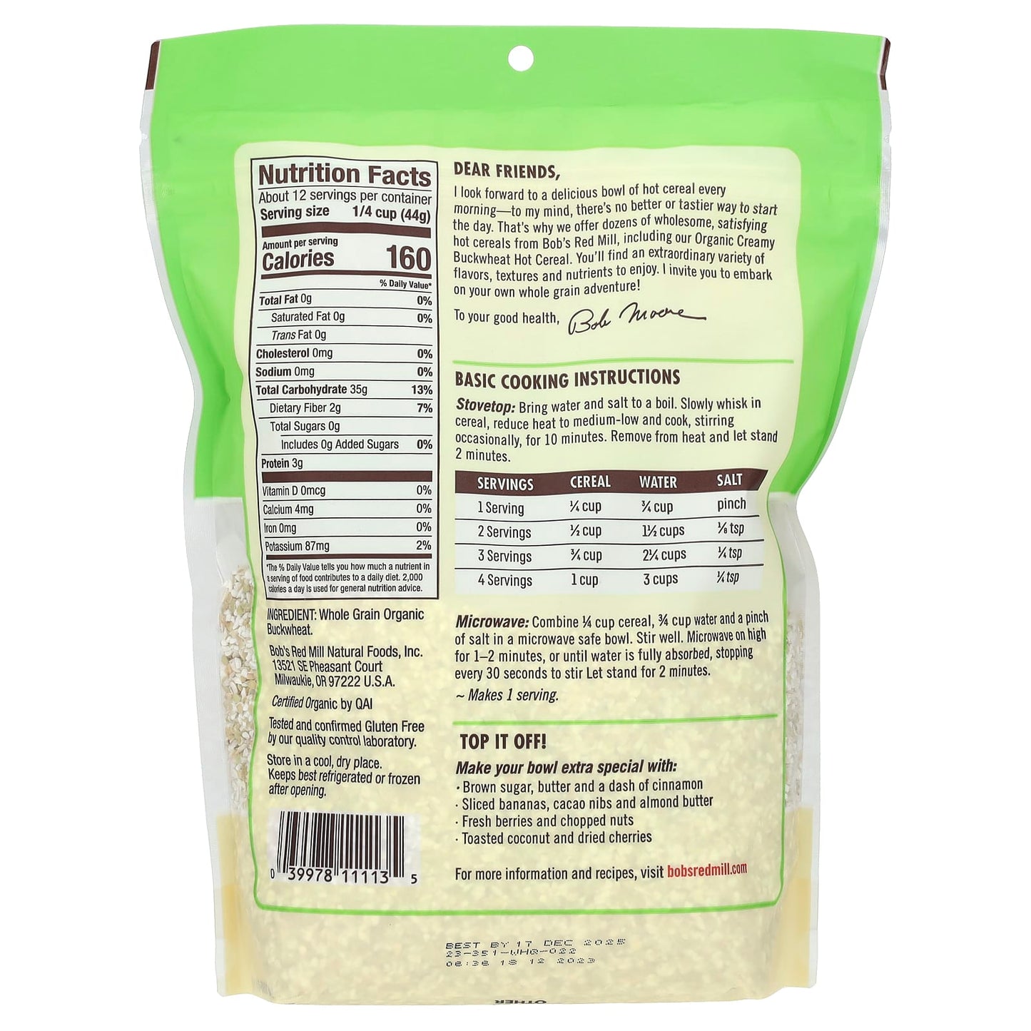 Organic Creamy Buckwheat Hot Cereal | Gluten-Free, US Organic - Image 2