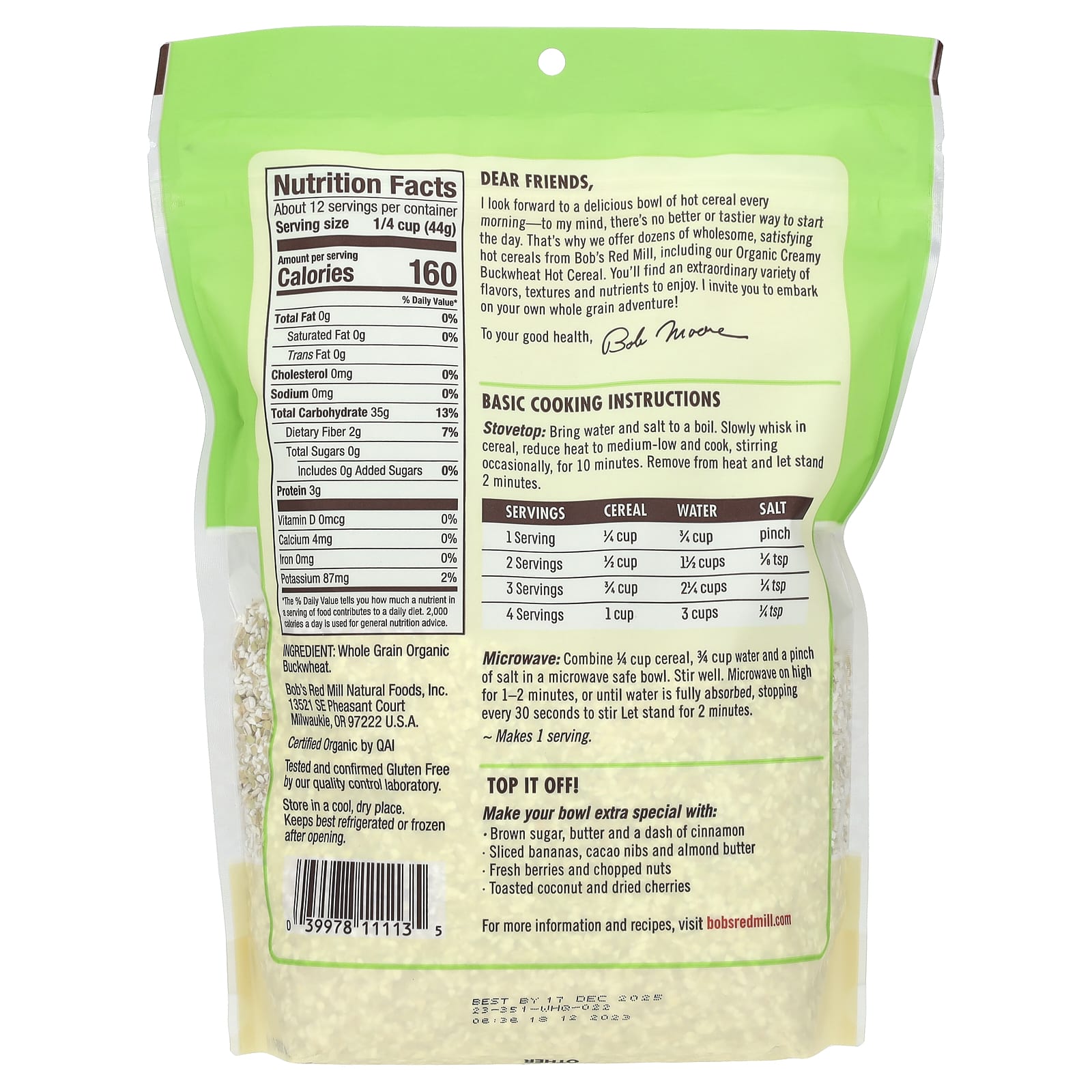 Organic Creamy Buckwheat Hot Cereal | Gluten-Free, US Organic - Image 2
