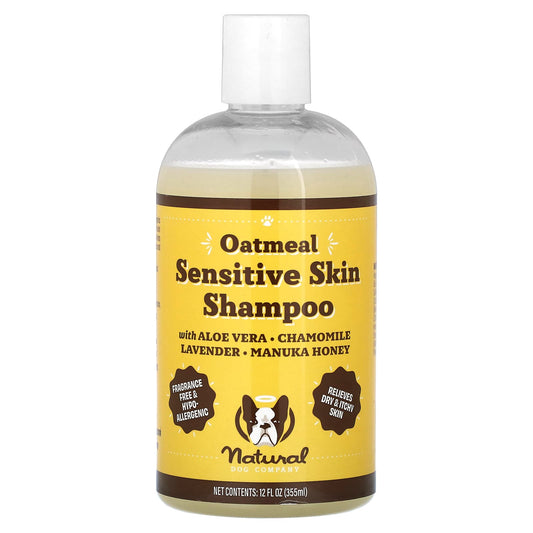 Natural Dog Company, Oatmeal Sensitive Skin Shampoo, For Dogs, Fragrance Free, 12 fl oz (355 ml) - Image 1