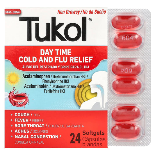Tukol, Day Time Cold and Flu Relief, 24 Softgels - Image 1