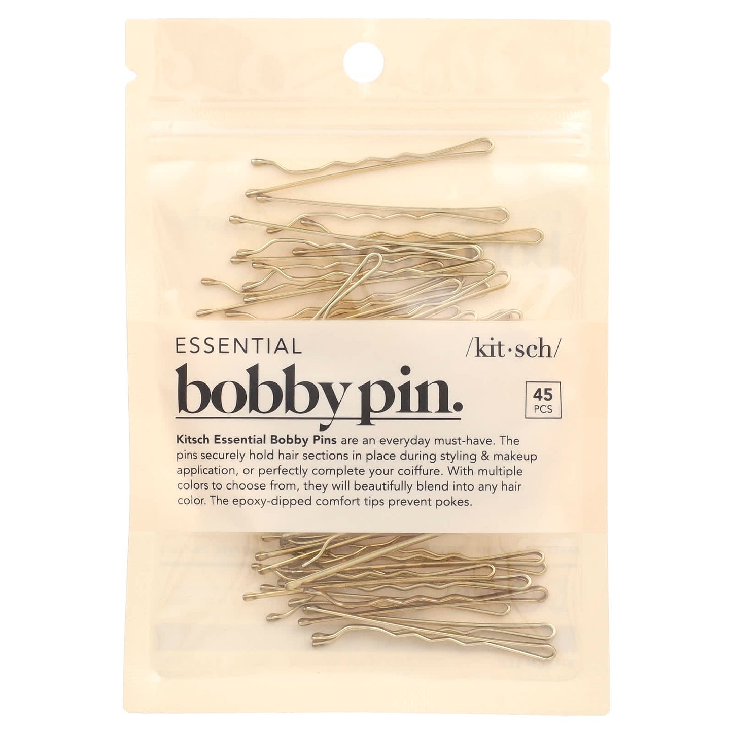 Kitsch, Essential Bobby Pins, Blonde, 45 Pieces - Image 1