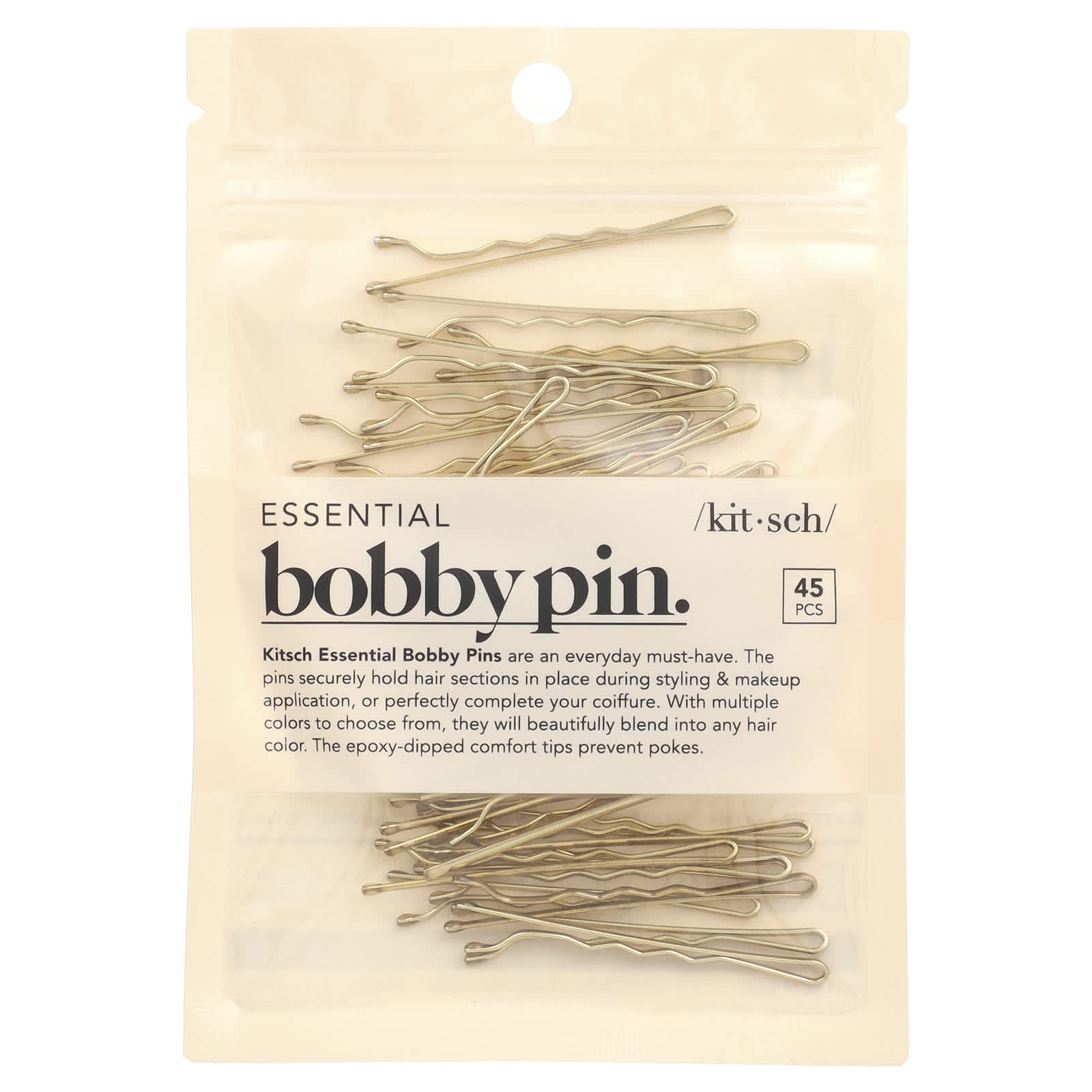 Kitsch, Essential Bobby Pins, Blonde, 45 Pieces - Image 1