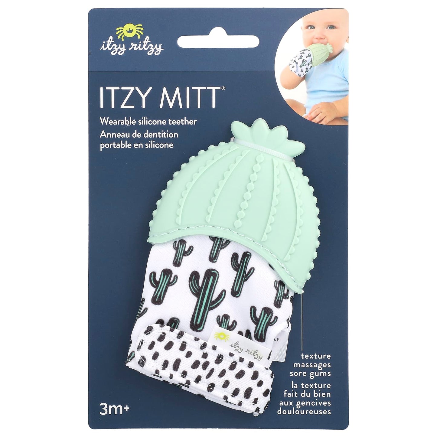 Soothe Sore Gums with itzy ritzy Cactus Teether Mitt - Image 1