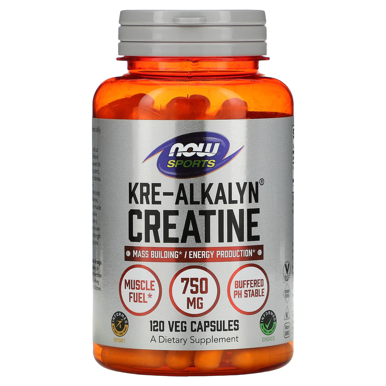 NOW Foods, Sports, Kre-Alkalyn Creatine, 750 mg, 120 Capsules - Image 1