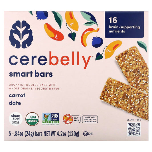 Cerebelly Organic Toddler Bars for Brain Development, Carrot Date Flavor - Image 1