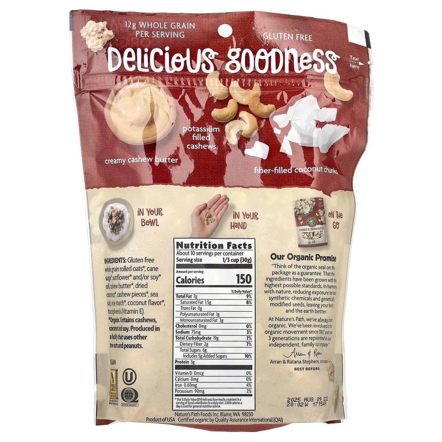 Nature's Path, Crunchy Granola, Coconut & Cashew Butter, 11 oz (312 g) - Image 2