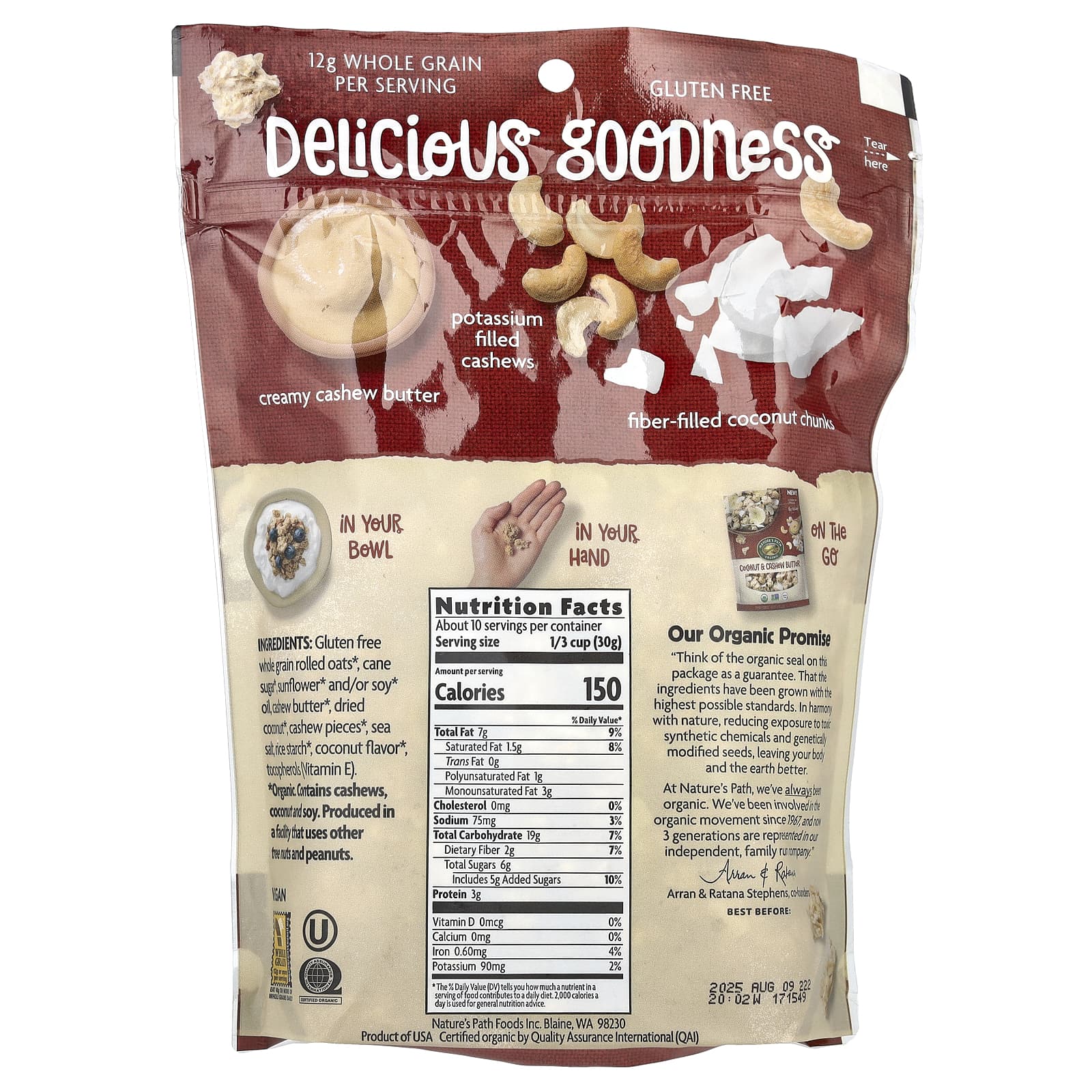 Nature's Path, Crunchy Granola, Coconut & Cashew Butter, 11 oz (312 g) - Image 2
