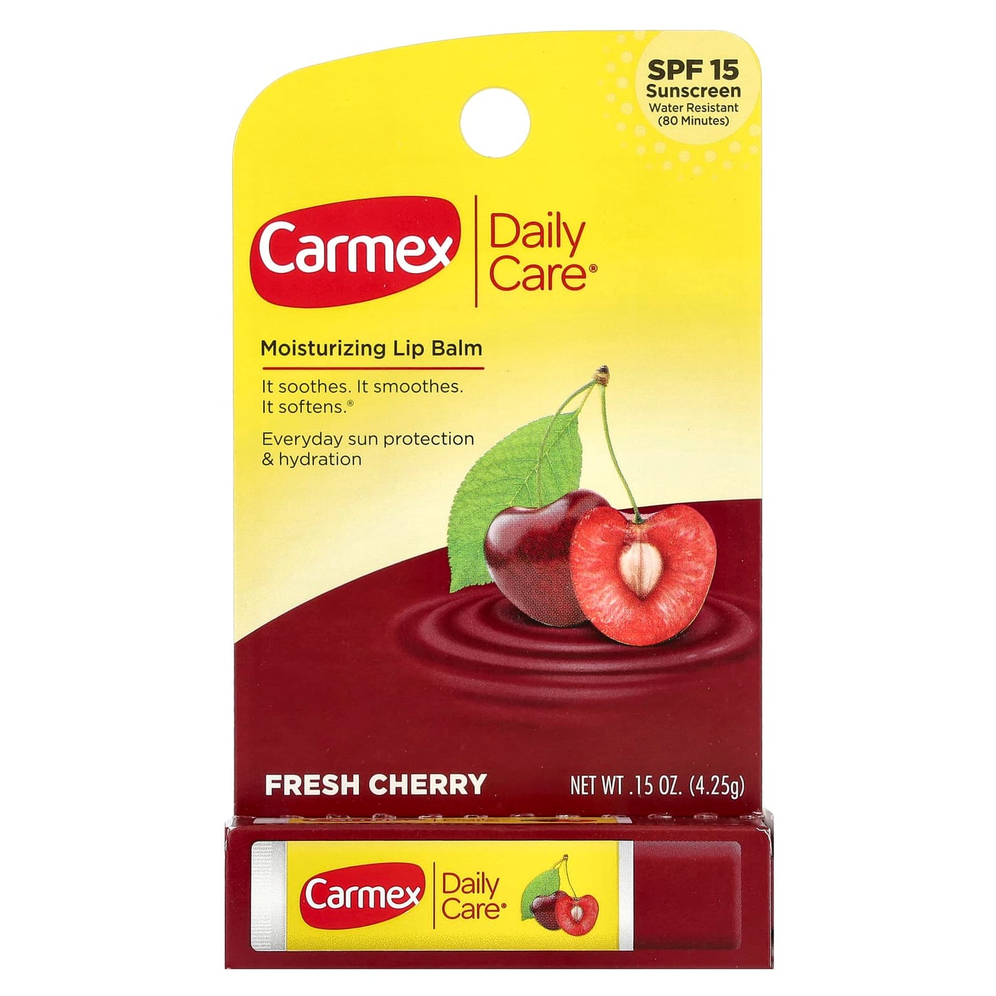 Carmex Moisturizing Lip Balm with SPF 15, Fresh Cherry - 0.15 oz - Image 2