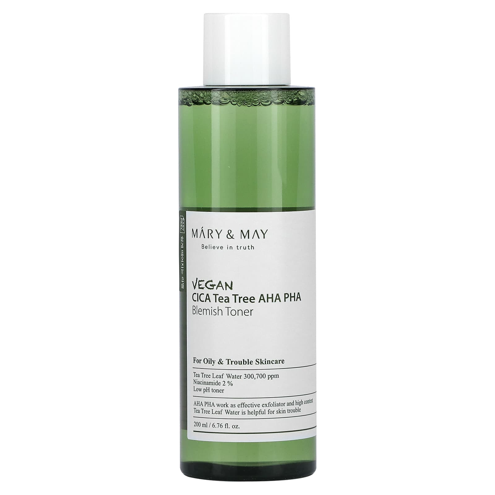 Mary & May, Vegan CICA Tea Tree AHA PHA, Blemish Toner, 6.76 fl oz (200 ml) - Image 1