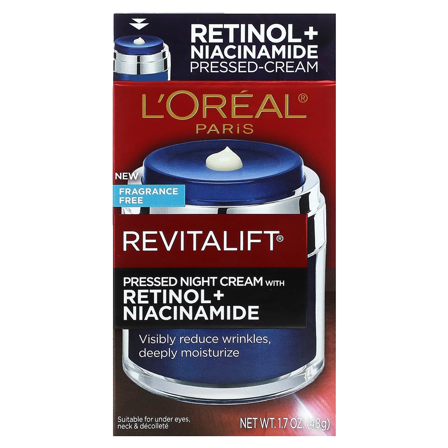 L'Oréal, Revitalift, Pressed Night Cream with Retinol + Niacinamide, Fragrance Free, 1.7 oz (48 g) - Image 2