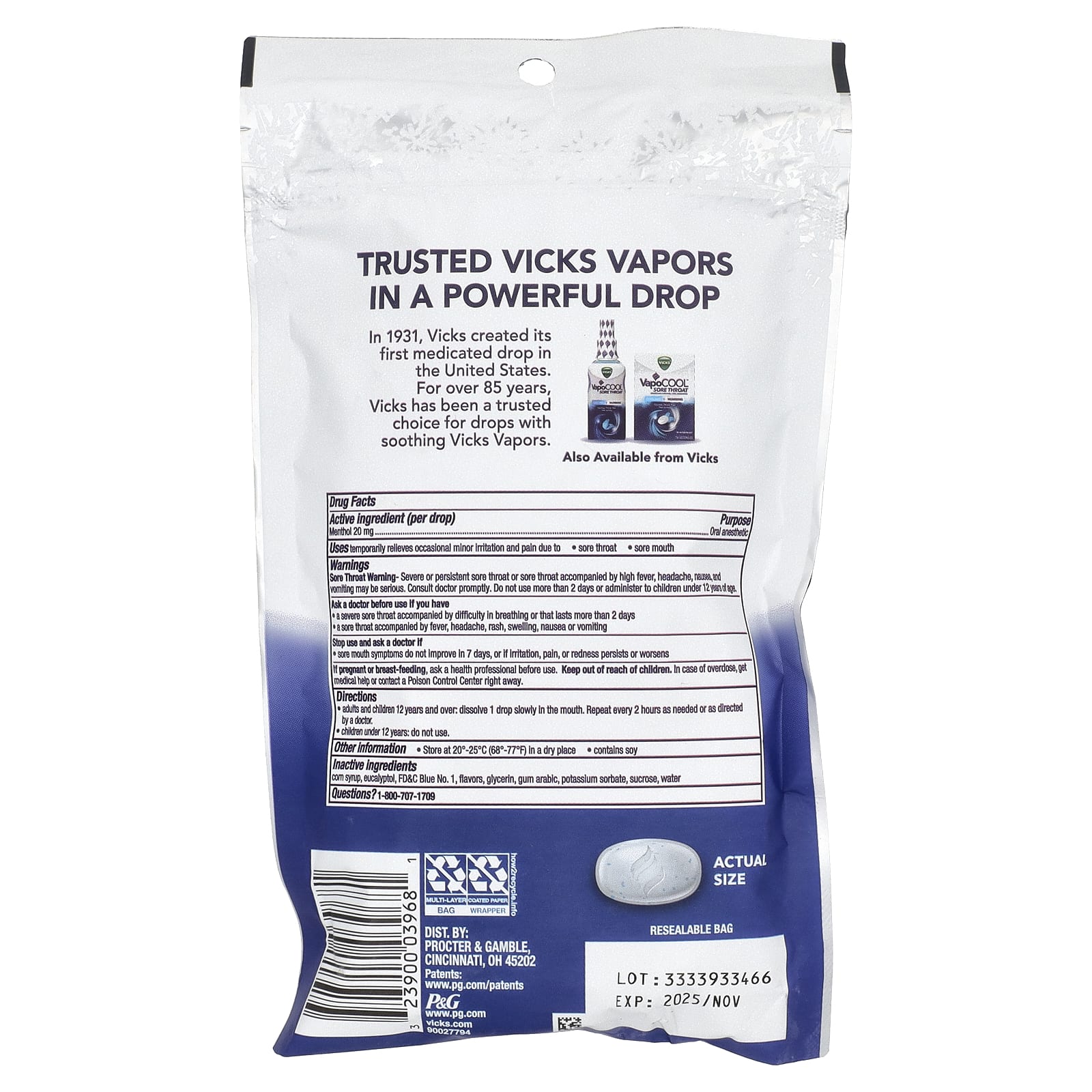 Vicks, VapoCool™ Severe, Max Strength, Winterfrost, 45 Medicated Drops - Image 2