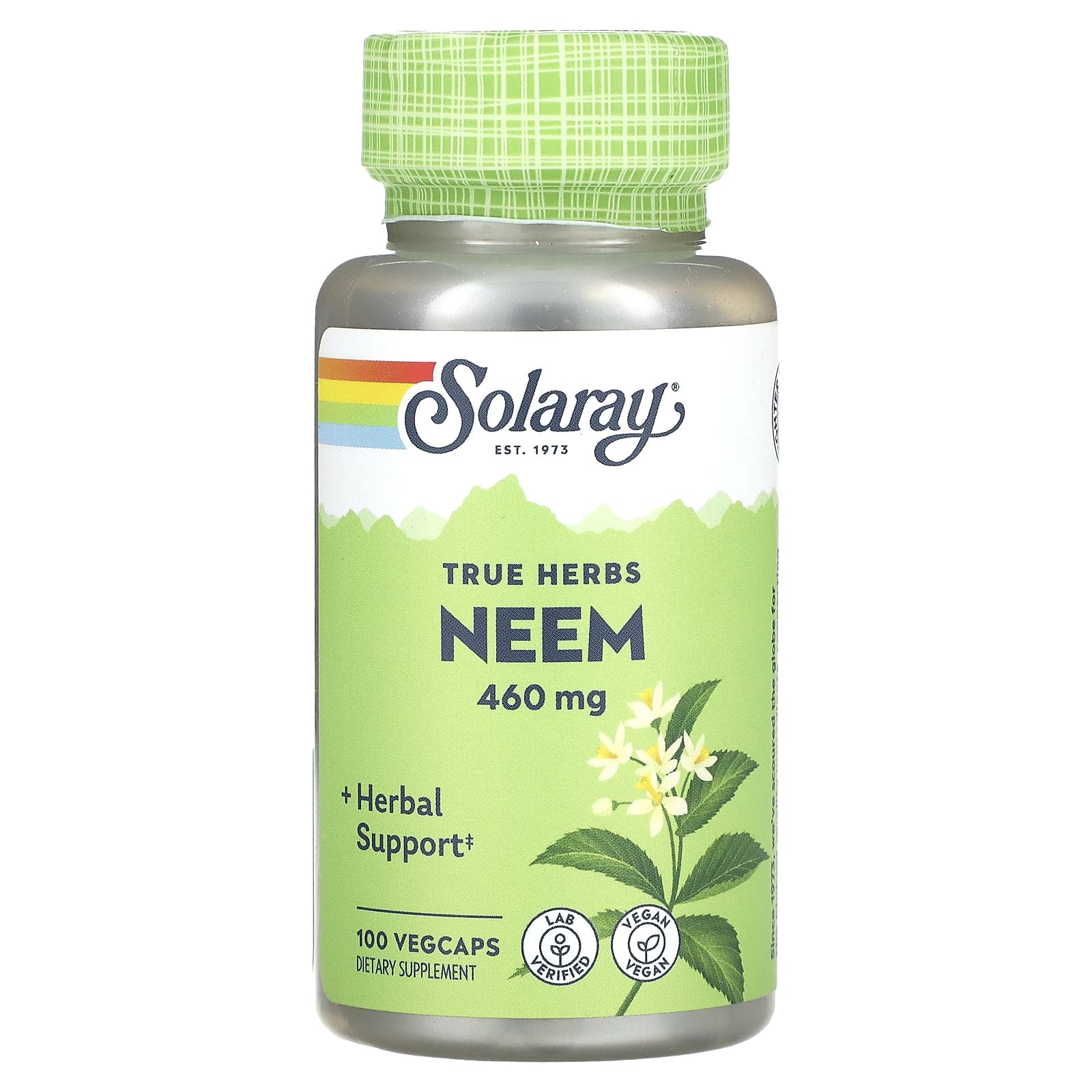 Solaray, True Herbs, Neem, 460 mg, 100 VegCaps - Image 1