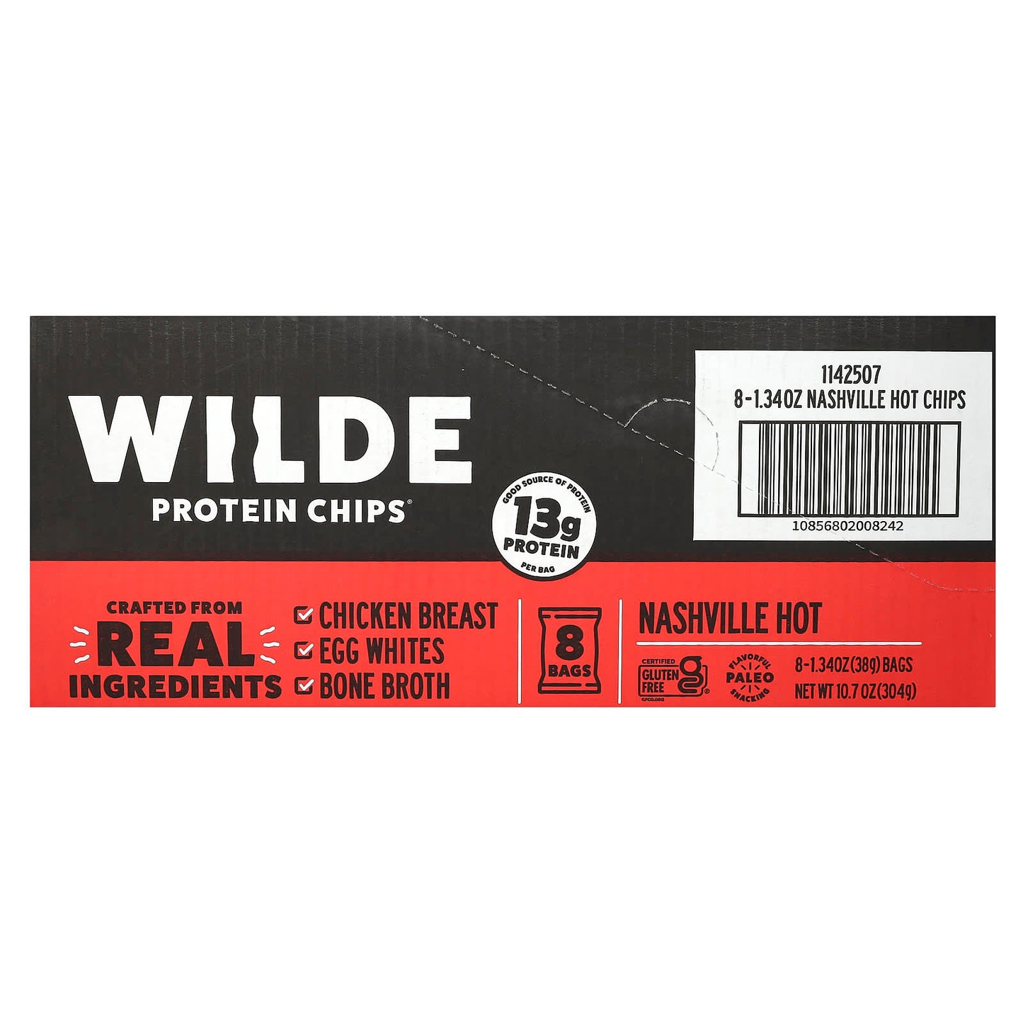 Wilde Brands, Protein Chips, Nashville Hot, 8 Bags, 1.34 oz (38 g) Each - Image 2