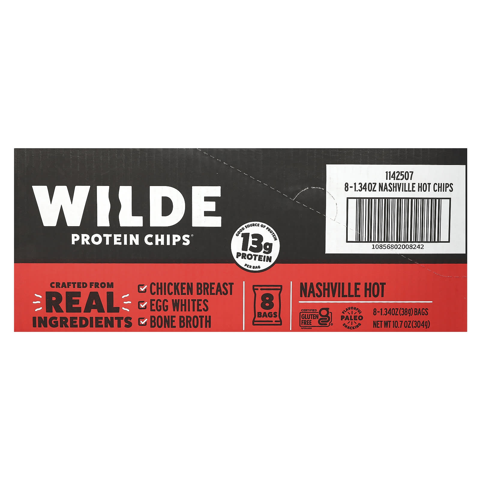 Wilde Brands, Protein Chips, Nashville Hot, 8 Bags, 1.34 oz (38 g) Each - Image 2