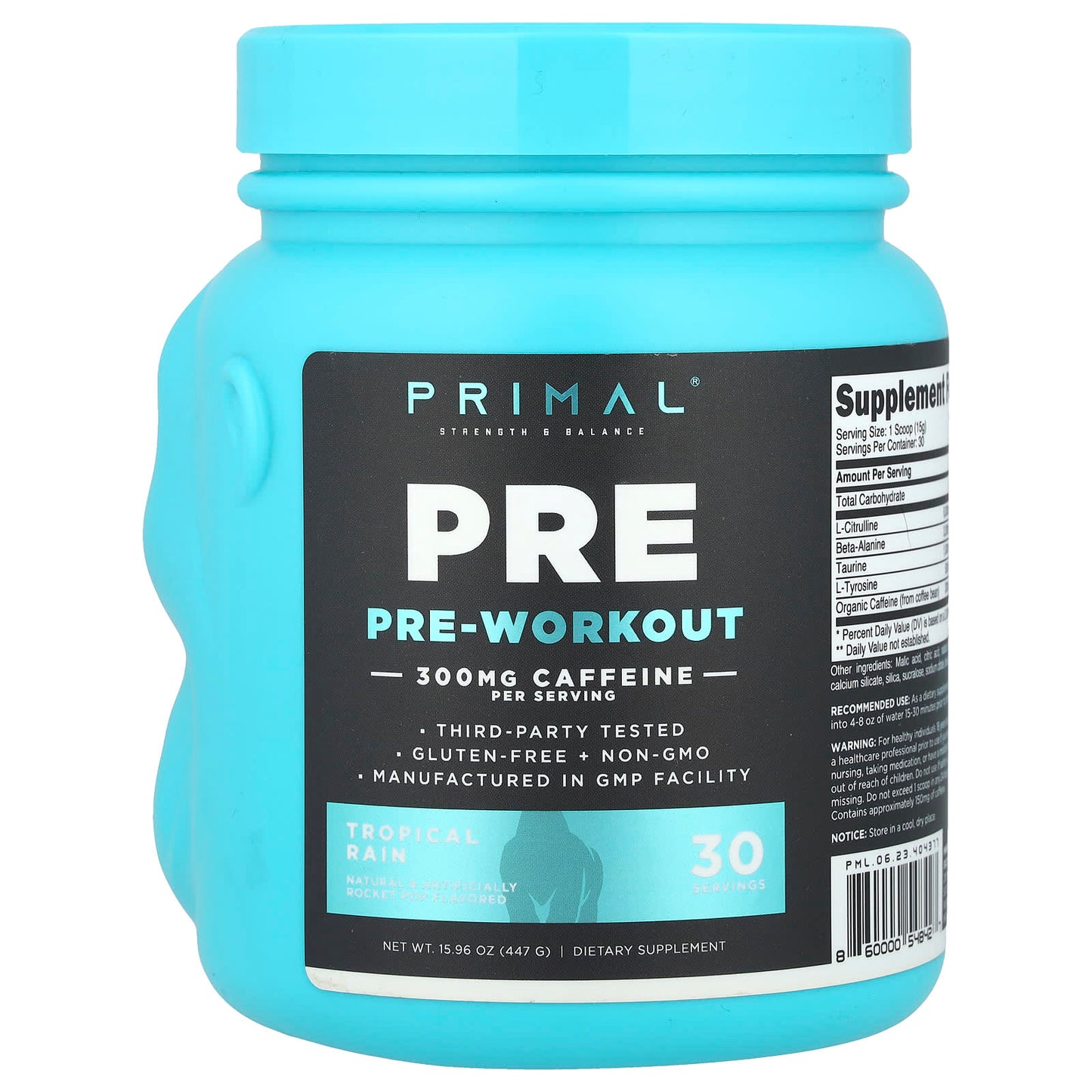 PrePrimal, Pre-Workout, Tropical Rain, 15.96 oz (447 g) - Image 2