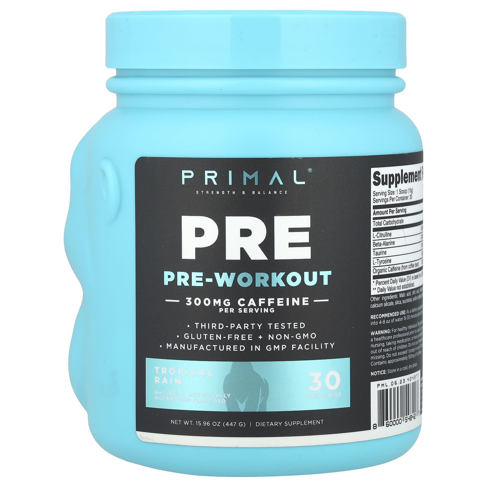 PrePrimal, Pre-Workout, Tropical Rain, 15.96 oz (447 g) - Image 2