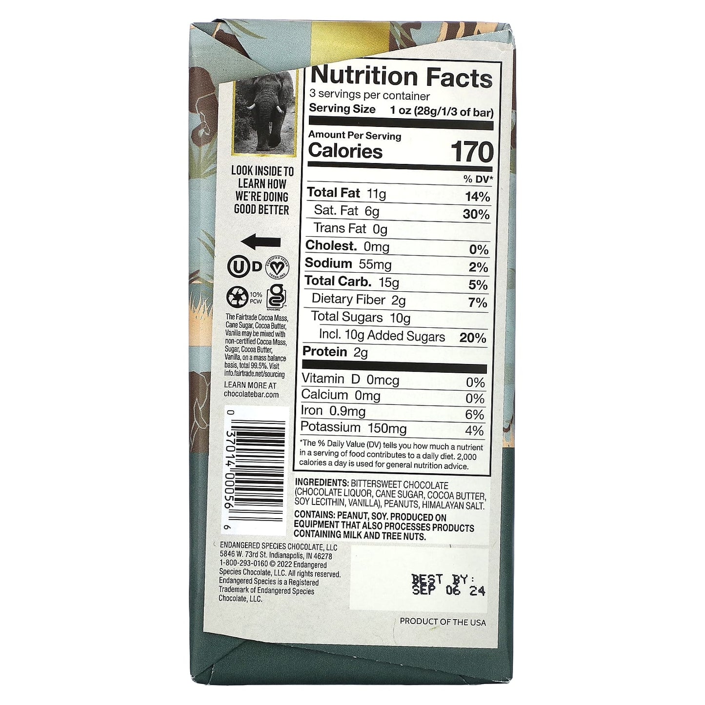 Dark Chocolate with Salted Peanuts, Fairtrade & Vegan, 60% Cocoa - Image 2