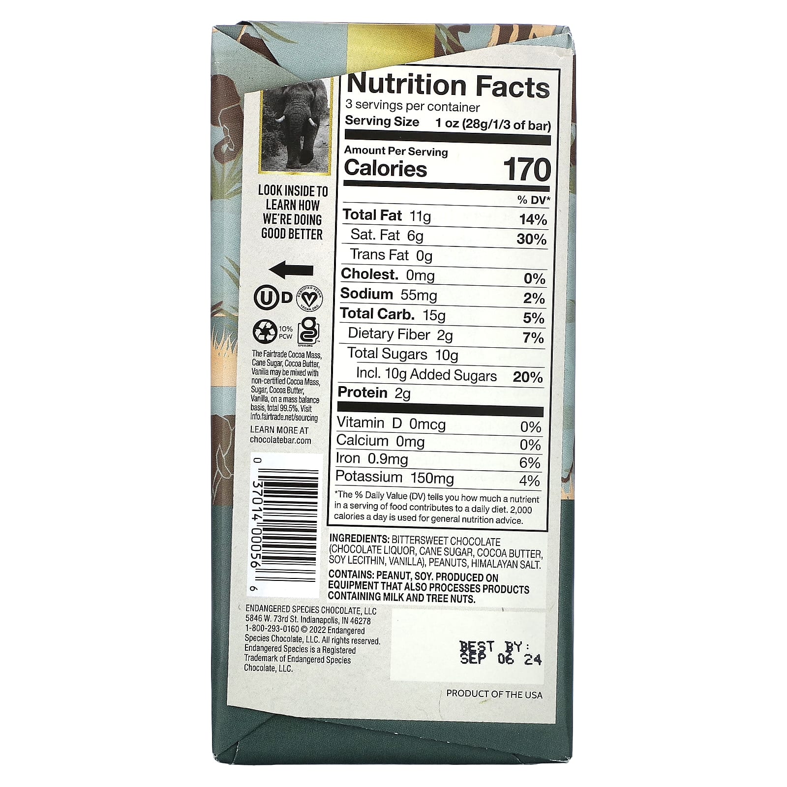 Dark Chocolate with Salted Peanuts, Fairtrade & Vegan, 60% Cocoa - Image 2
