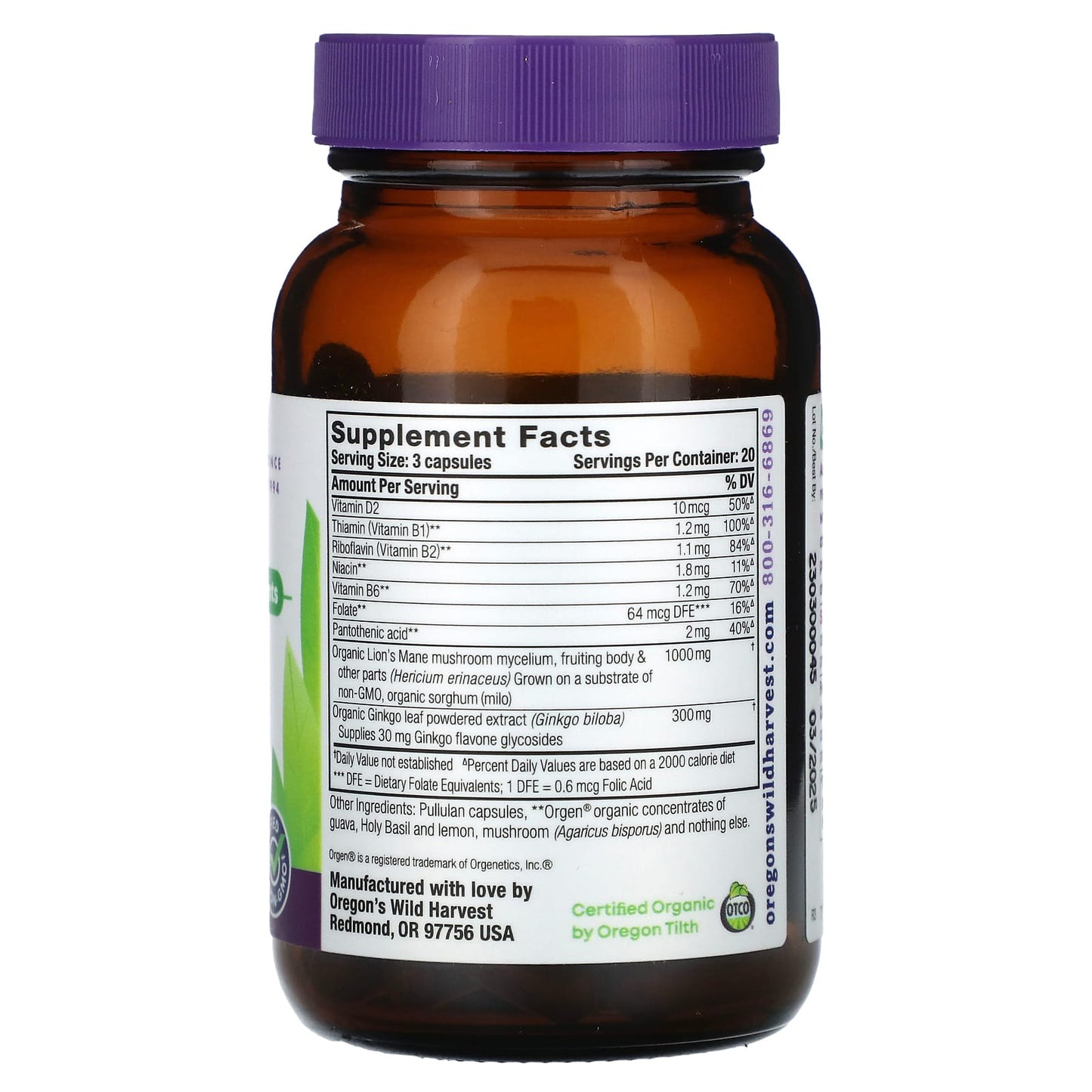 Oregon's Wild Harvest, Lion's Mane Plus, 60 Vegan Capsules - Image 2