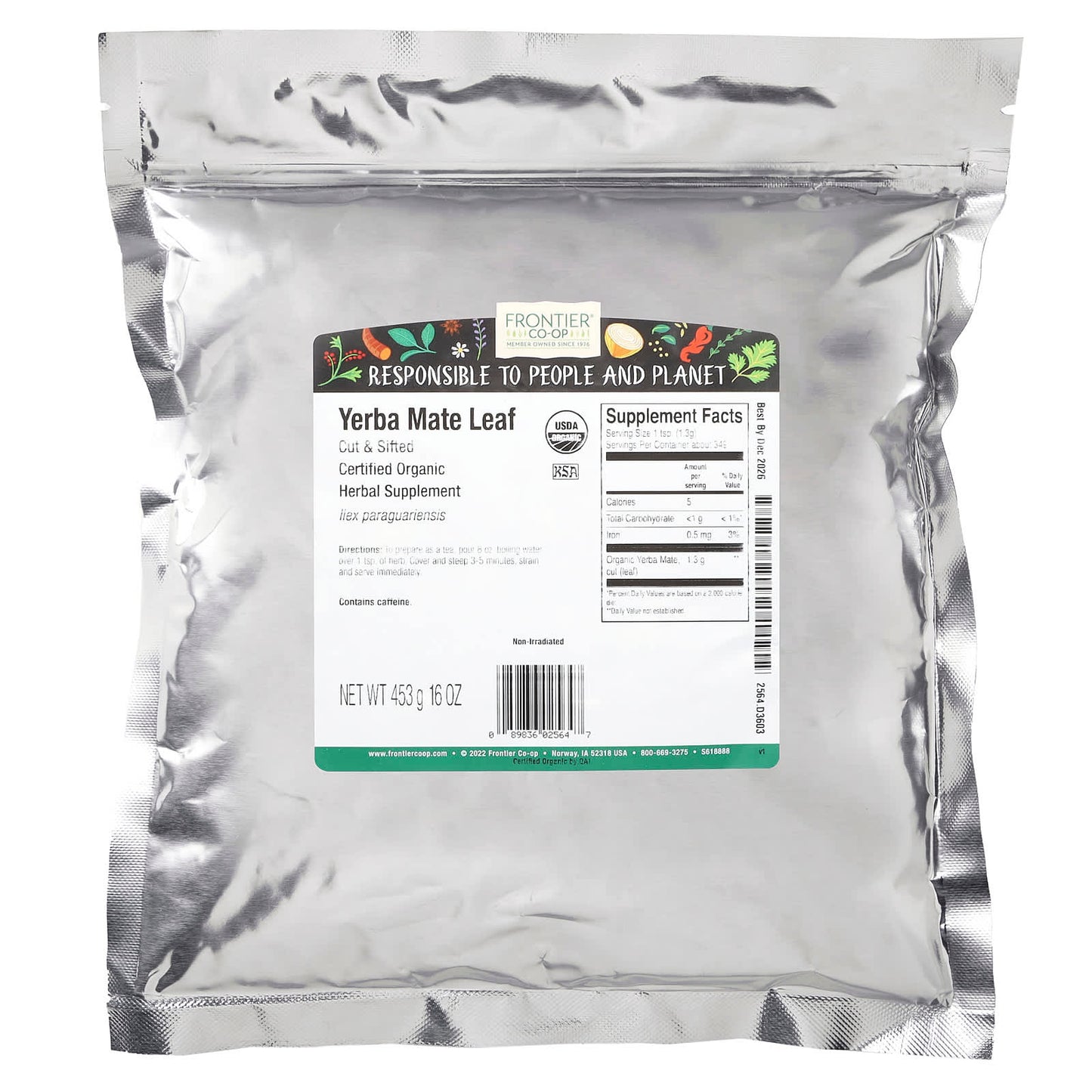 Organic Yerba Mate Leaf Tea, USDA Certified, 16 oz by Frontier Co-op - Image 2