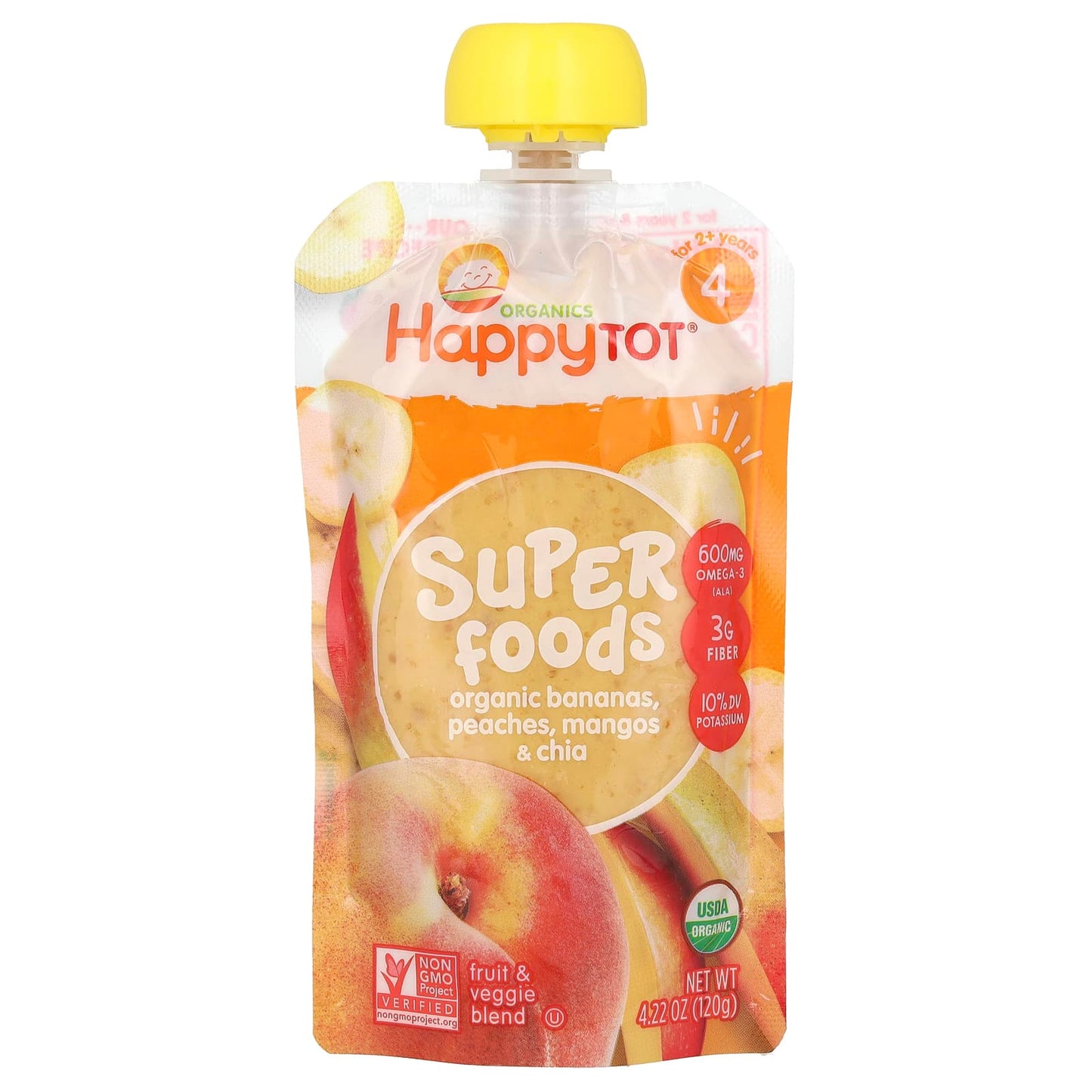 <span>Happy Family Organics Happy Tot Super Foods for Toddlers, Stage 4, with Omega-3s & Fiber</span> - Image 1