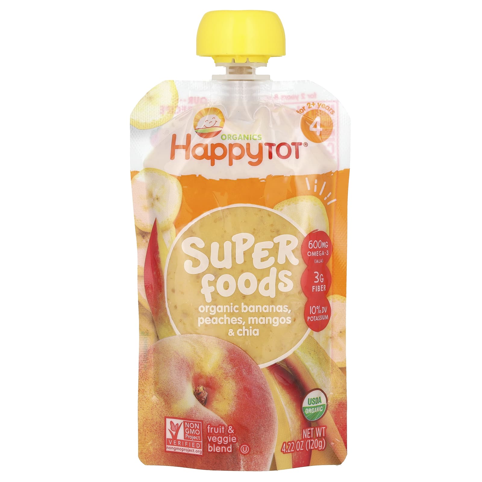 <span>Happy Family Organics Happy Tot Super Foods for Toddlers, Stage 4, with Omega-3s & Fiber</span> - Image 1