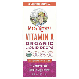 Organic Vitamin A Liquid Drops by MaryRuth's - 750 mcg, USDA Certified, 1 fl oz