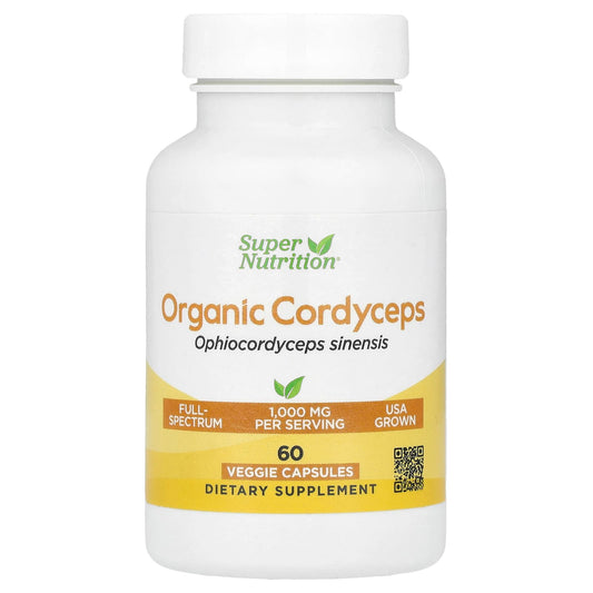 Super Nutrition Organic Cordyceps 1g, 60 Veggie Capsules - USDA Organic - Image 1