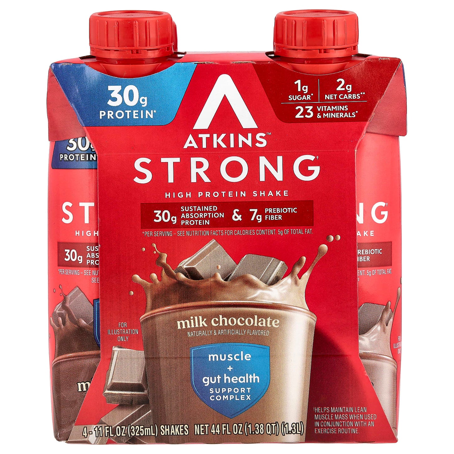 Atkins High Protein Shake, Milk Chocolate, 30g Protein, Gluten Free - Image 1