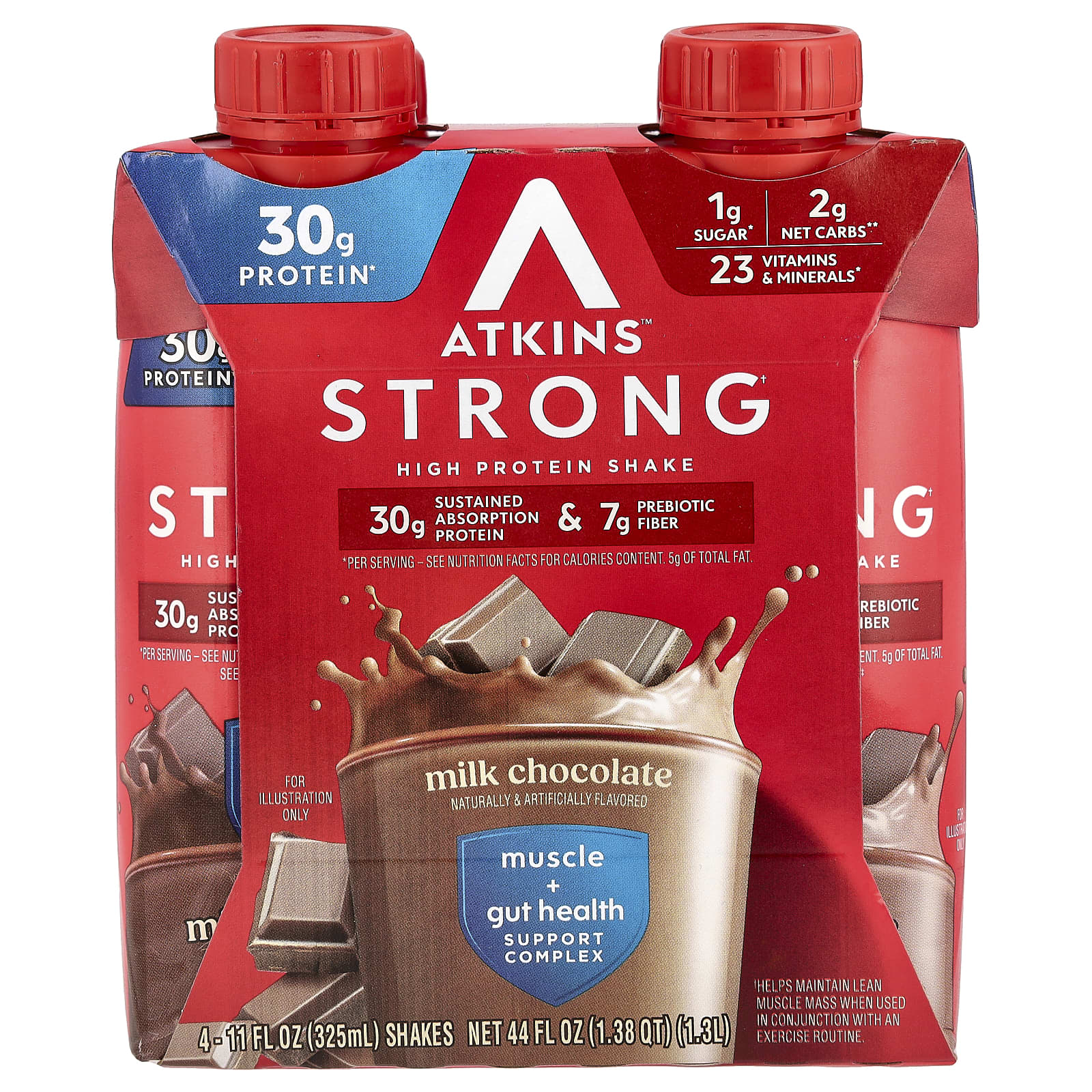 Atkins High Protein Shake, Milk Chocolate, 30g Protein, Gluten Free - Image 1