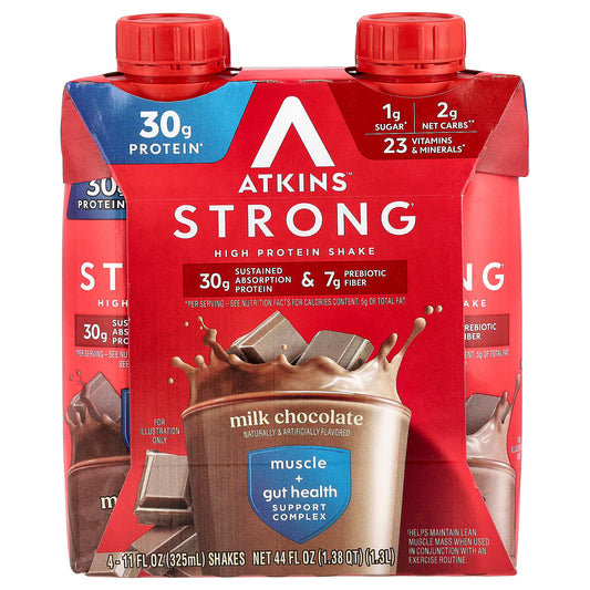 Atkins High Protein Shake, Milk Chocolate, 30g Protein, Gluten Free - Image 1