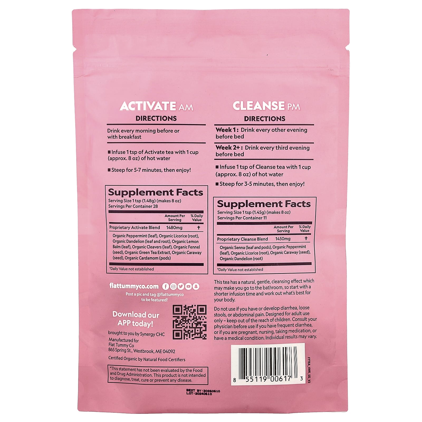 Flat Tummy, Tea, 4 Week Organic Cleanse, Original, 2.01 oz (57 g)