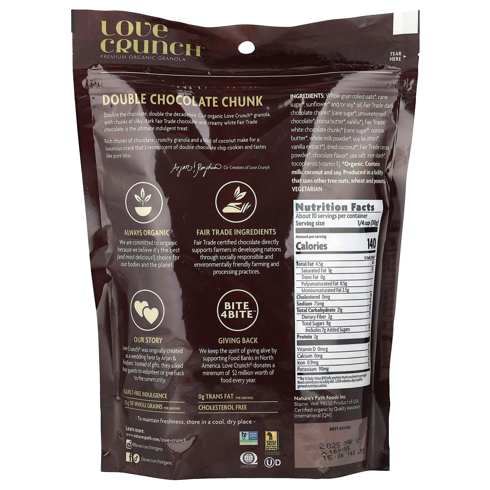 Nature's Path, Love Crunch®, Premium Organic Granola, Double Chocolate Chunk, 11.5 oz (325 g) - Image 2