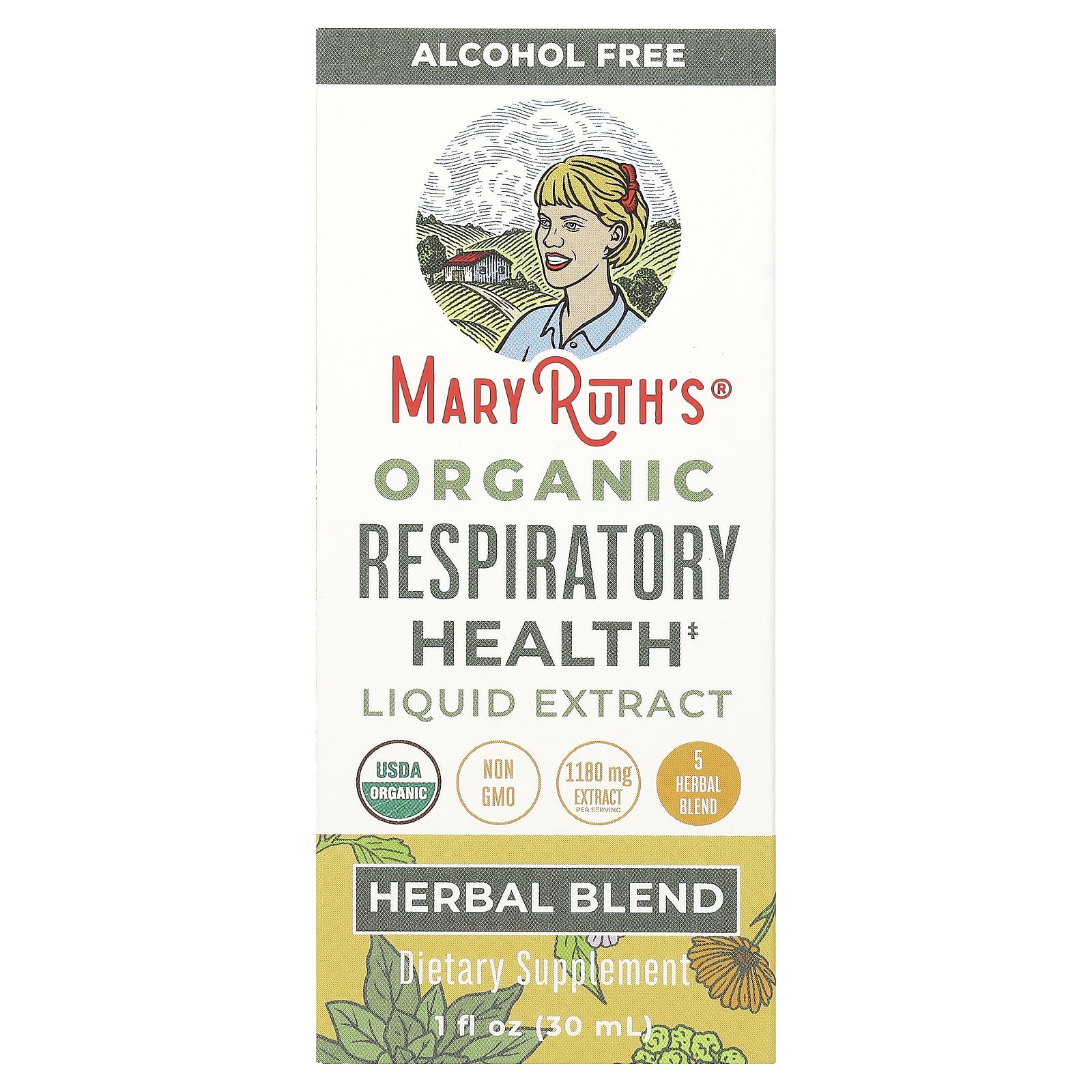 MaryRuth's, Organic Respiratory Health Liquid Extract, Alcohol Free, 1,180 mg, 1 fl oz (30 ml) - Image 1
