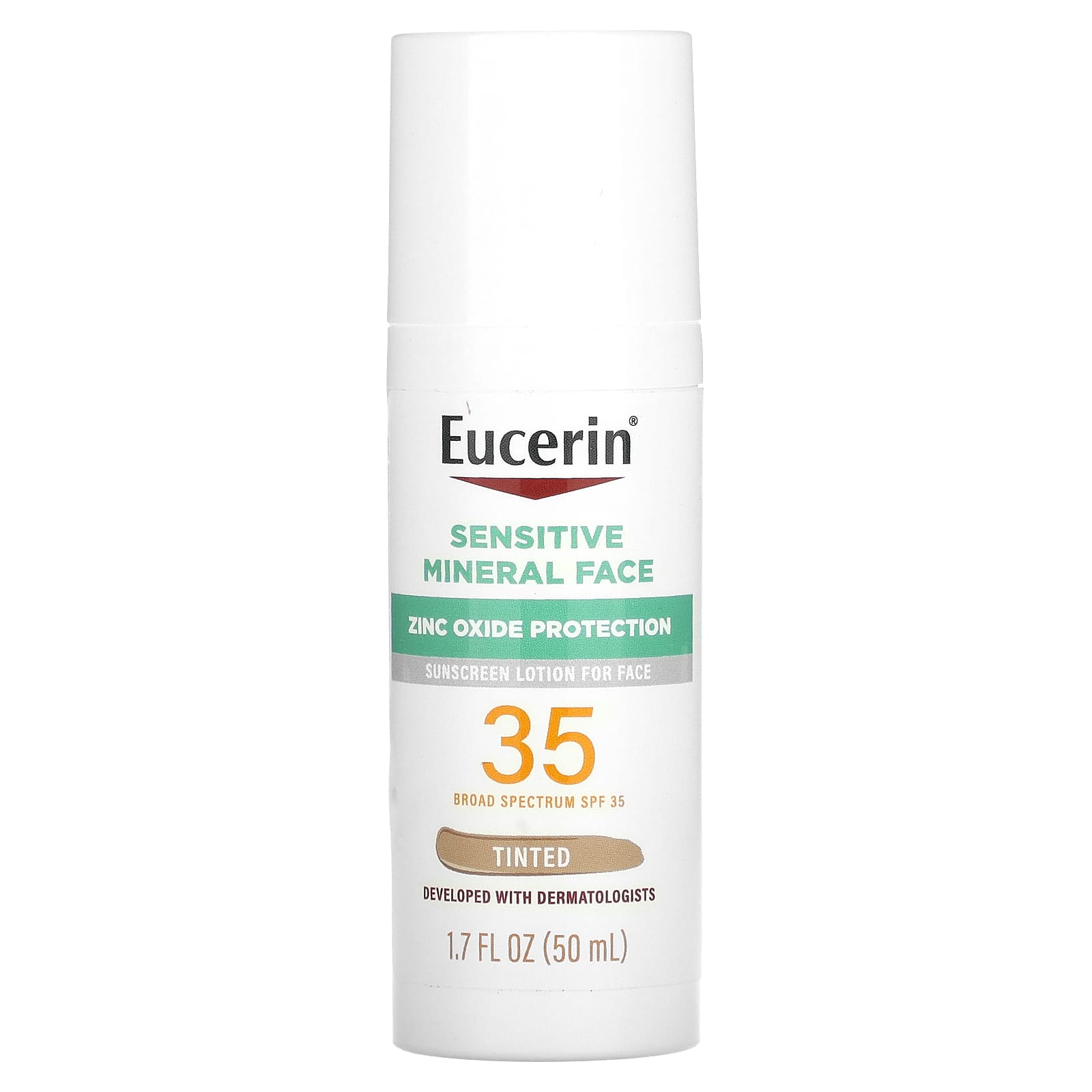 Eucerin Sensitive Mineral Face Sunscreen Lotion, SPF 35, Tinted, 1.7 fl oz - Image 1