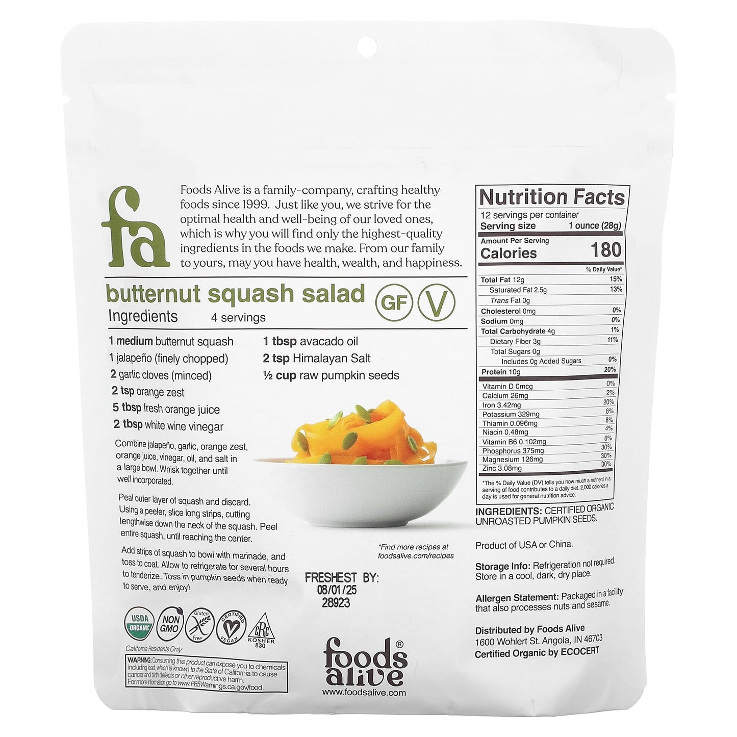 Organic Hulled Pumpkin Seeds by Foods Alive - USDA Certified Non-GMO - Image 2