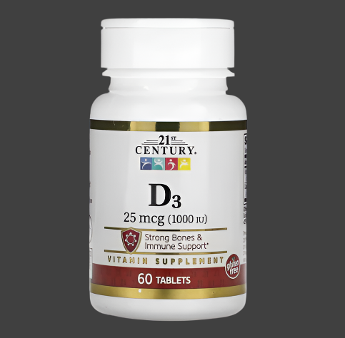 21st Century, D3, 25 mcg (1,000 IU), 60 Tablets