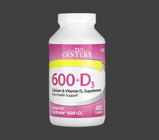 21st Century, 600+D3, Calcium & Vitamin D3 Supplement, 400 Tablets