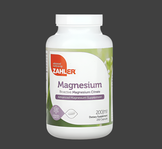Zahler, Magnesium, Bioactive Magnesium Citrate, 200 mg, 250 Capsules, Expiry"09/2026