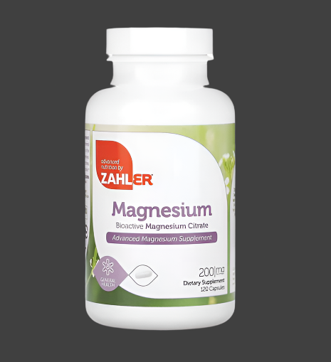 Zahler, Magnesium, Bioactive Magnesium Citrate, 200 mg, 120 Capsules, Expiry"01/2027