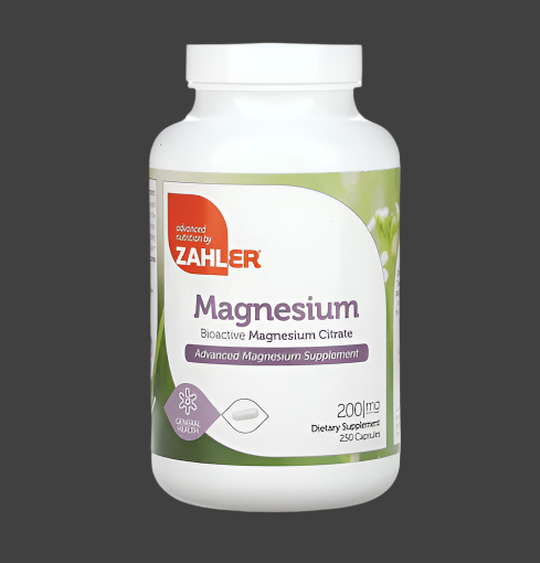 Zahler, Magnesium, Bioactive Magnesium Citrate, 200 mg, 250 Capsules, Expiry"09/2026