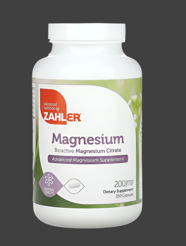 Zahler, Magnesium, Bioactive Magnesium Citrate, 200 mg, 250 Capsules, Expiry"09/2026