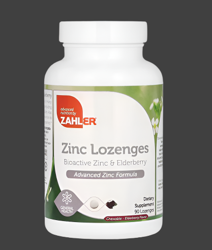 Zahler, Zinc Lozenges, Bioactive Zinc & Elderberry, Elderberry, 90 Lozenges, Expiry"02/2027