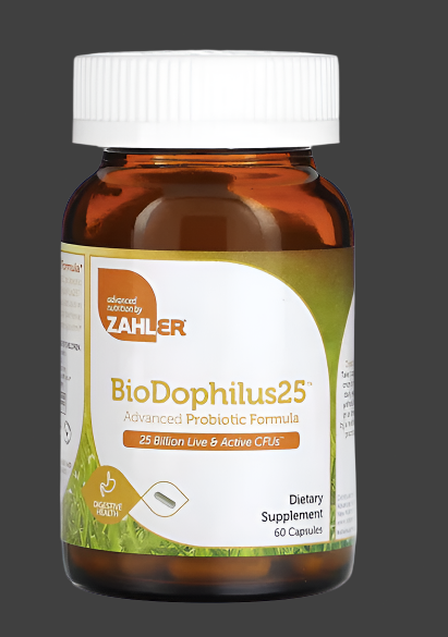 Zahler, BioDophilus25, Advanced Probiotic Formula, 25 Billion CFU, 60 Capsules, Expiry"06/2026