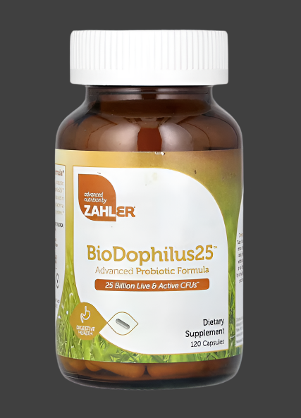 Zahler, BioDophilus25, Advanced Probiotic Formula, 25 Billion CFU, 120 Capsules, Expiry"07/2027