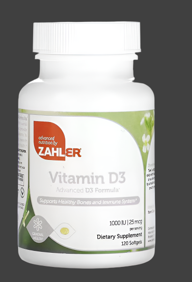 Zahler, Vitamin D3, Advanced D3 Formula, 25 mcg (1,000 IU), 120 Softgels, Expiry"02/2026