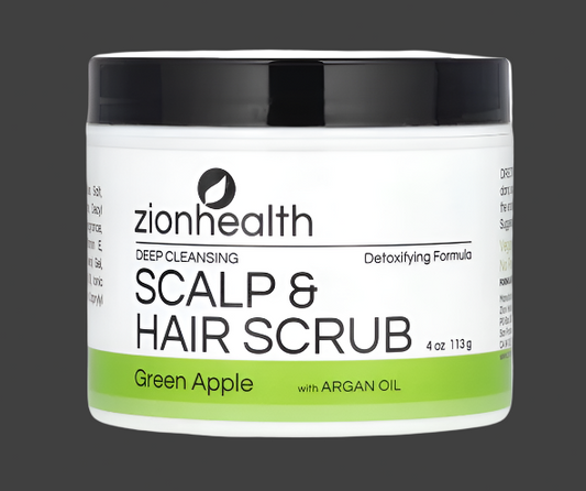Zion Health, Deep Cleansing Scalp & Hair Scrub with Argan Oil, Green Apple, 4 oz (113 g), Expiry"08/2029
